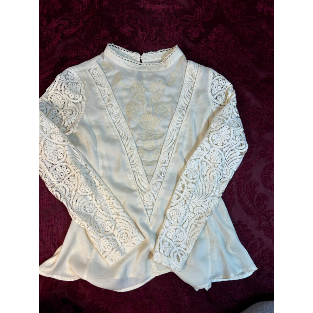 Vintage Whimsigoth Cream Blouse Large